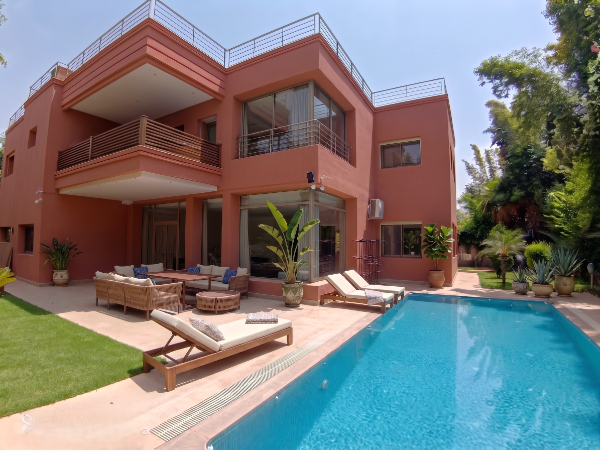 Belle Villa Contemporaine Meublée – sur 1030 m² de terrain – Quartier Chrifia, Marrakech